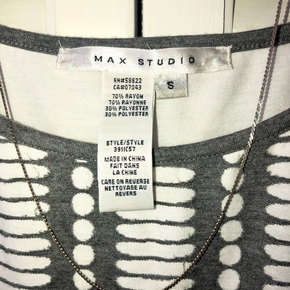 Max studio mini shift dress gray and white sleeveless size small - Picture 3 of 8